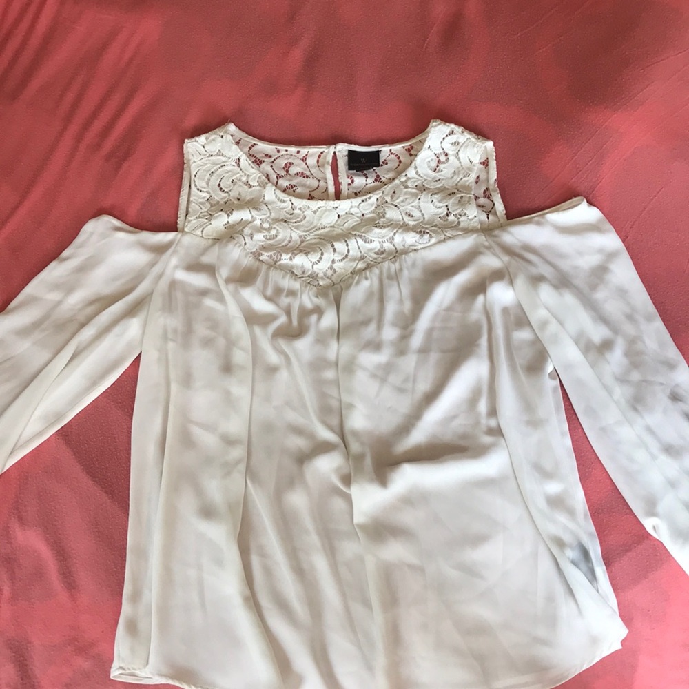 Cream cold shoulder blouse